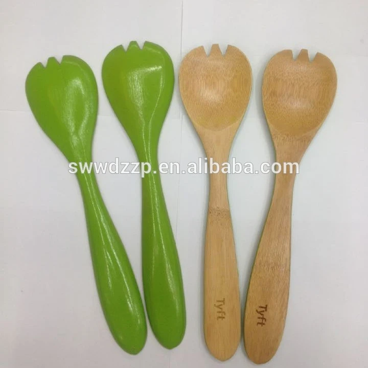 
Eco-friendly wholesale hot selling colored bamboo salad maker spoon for sale 