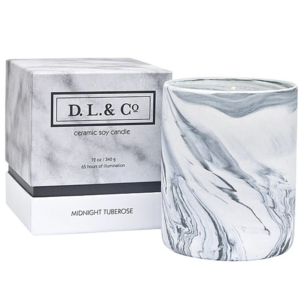 CERAMIC MARBLED JAR CANDLE