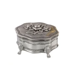 Free Shipping High Quantity Custom Embossed Pewter Luxury Souvenir Vintage Europe Metal Jewelry box