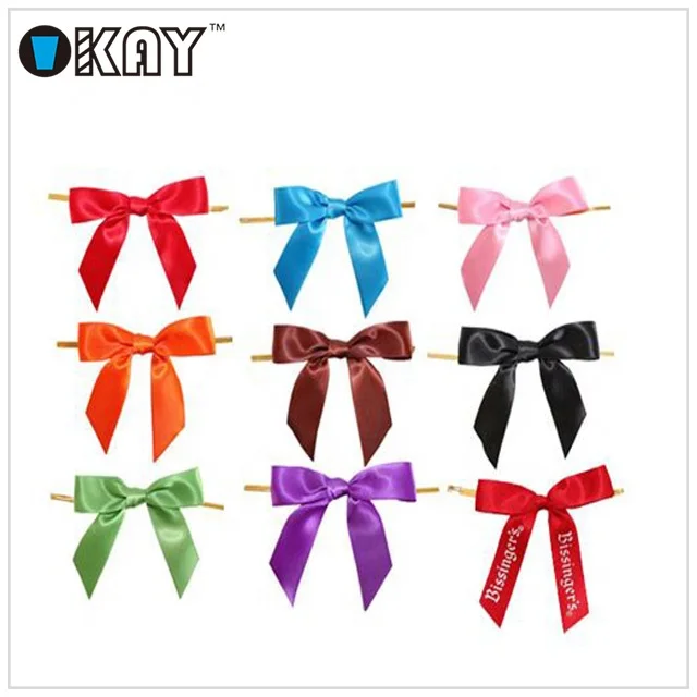 Розовые маленькие ленточные банты с проволочным твист-галстуком для упаковки мешков для конфет