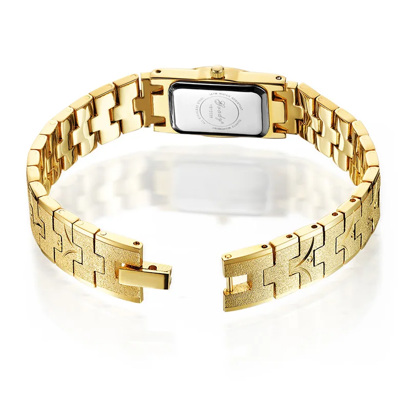 Shenzhen golden bracelet watch with rectangular case original imported movt brass metal watches
