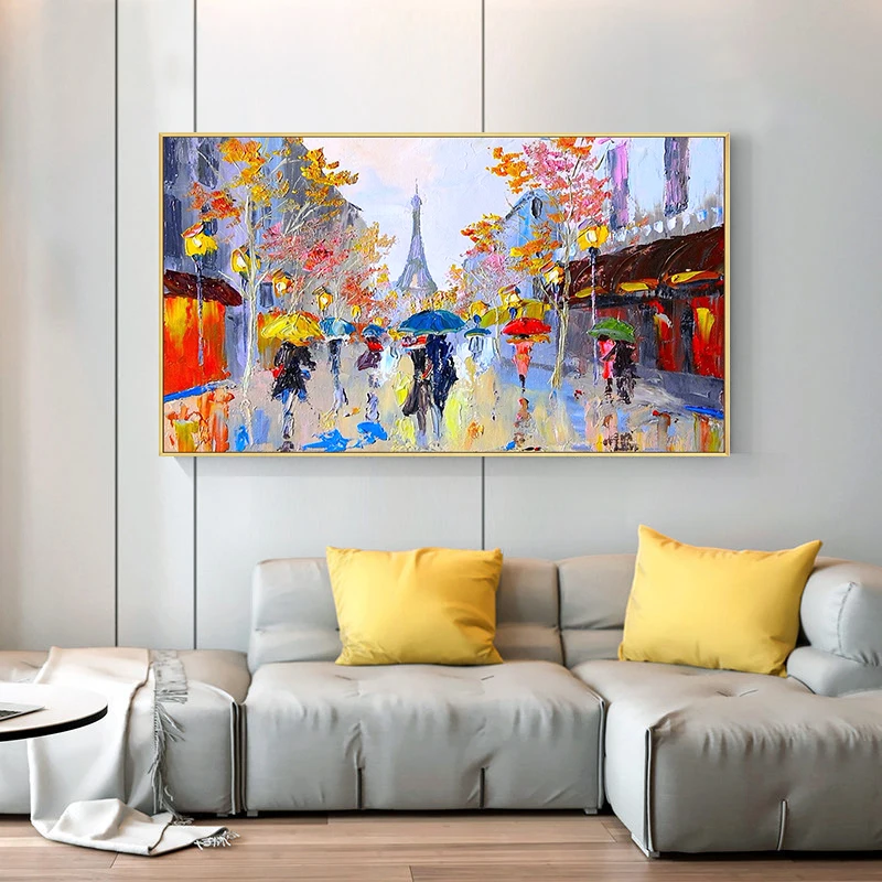 Famous landscape impressionist art paris city street scene handmade oil paintings