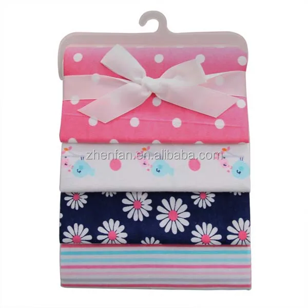 100%cotton flannel baby newborn receiving blanket with 4 in 1 gift bag