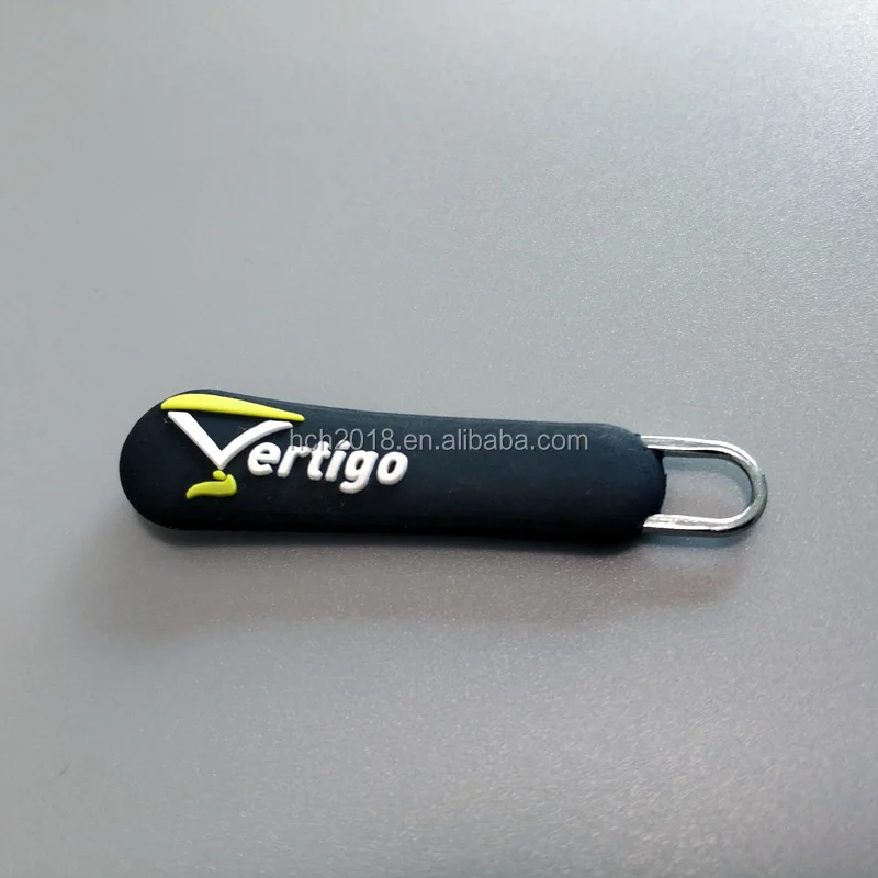 Embossed logo charms metal zipper pull head