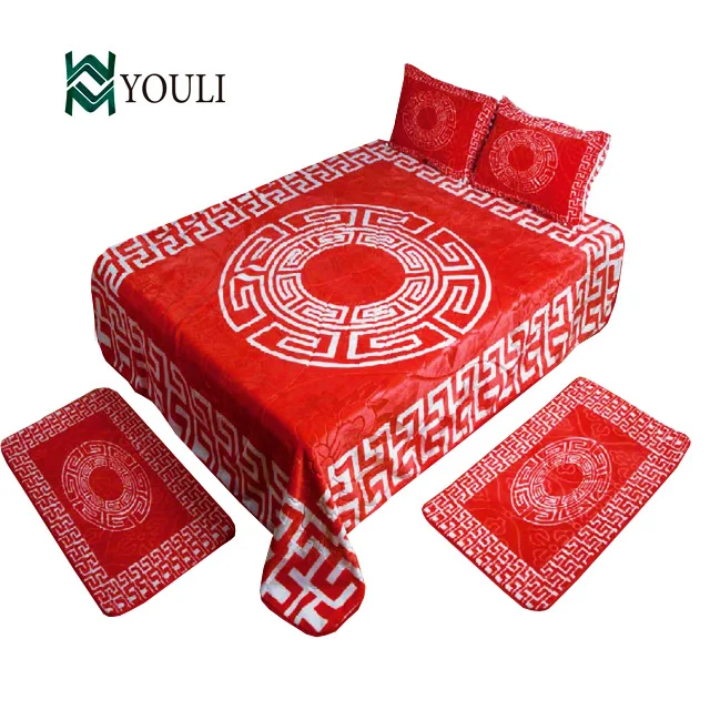 blanket 3 pc  4 pc   5 pc  100%polyester thick super soft 8kg 5kg for winter with pillow and bedspread