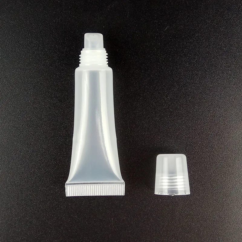 
Wholesale empty 10ml 5ml mini clear squeezable lip balm tube 