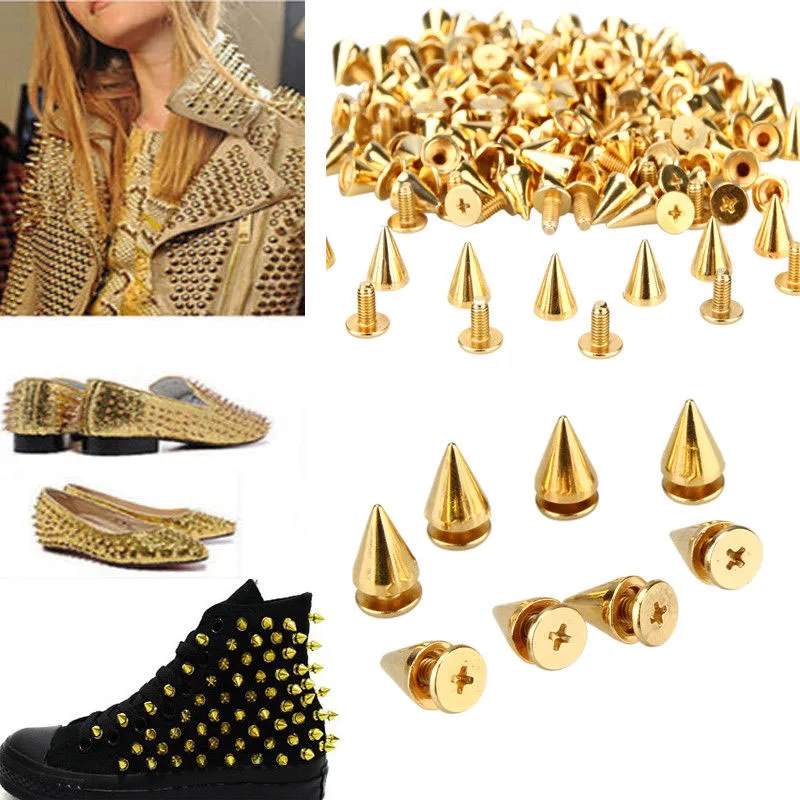 Твердые Латунные пирамидальные шпильки винтовые заклепки цилиндрические шипы кожаный ремень с заклепками