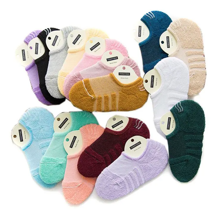 Wholesale custom colorful sport running athletic ankle socks one size fits all socks women terry-loop hosiery