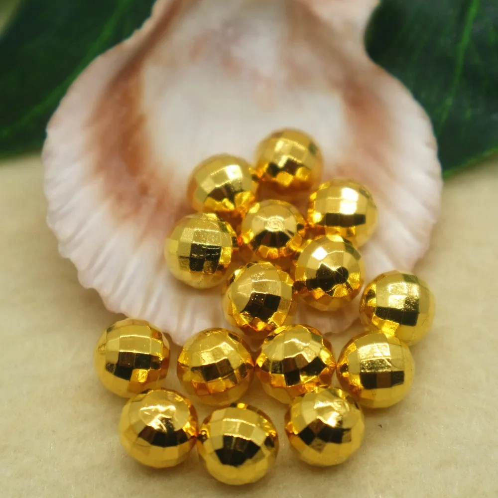 CCB earth shape round faceted gold plated beads
