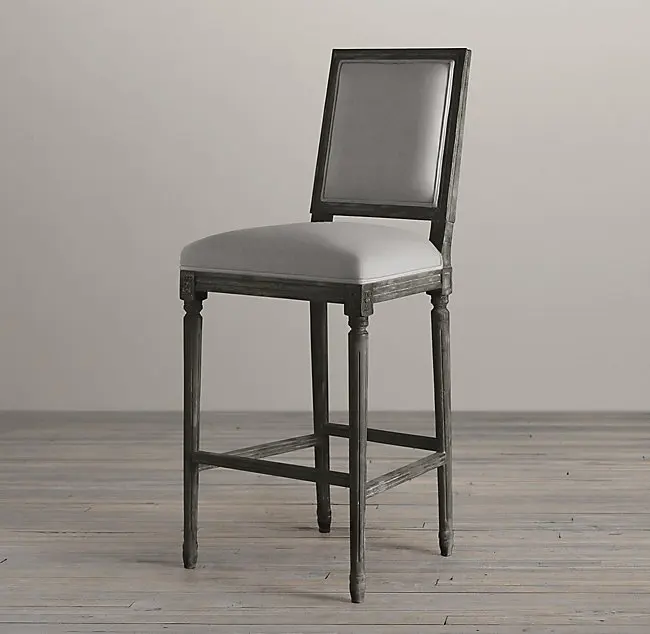 
wholesale Long legged solid wood antique bar stool with no arm dining chair armchair 