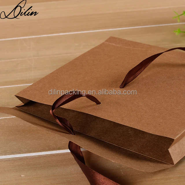 24*18*0.7CM brown kraft T-shirt envelope for packing with ribbon and gusset