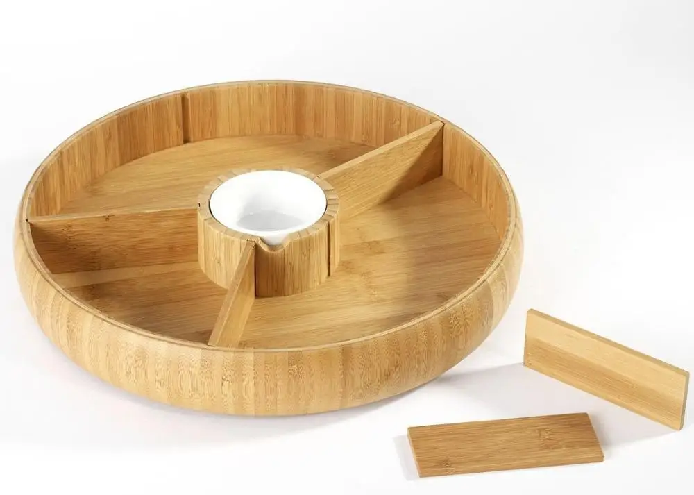 Bamboo circular tray  - Great for dinner / tea / bar / breakfast , good for parties