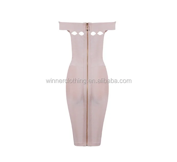 
2020 Hot sale style off shoulder sleeveless bodycon pink color sexy bandage dress 