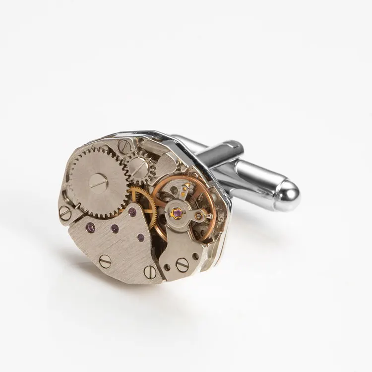 Wholesale Mechanic Cuff Link Marlary Stainless Steel Steampunk Gear Watch Movements Steampunk Cufflinks For Men