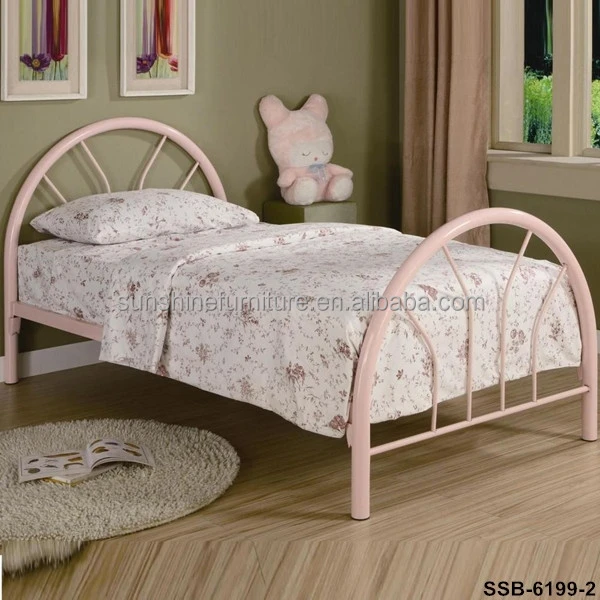 
Home Bedroom Furniture Single/Twin Size White/Black/Blue/Pink Kids Metal Bed Frame 