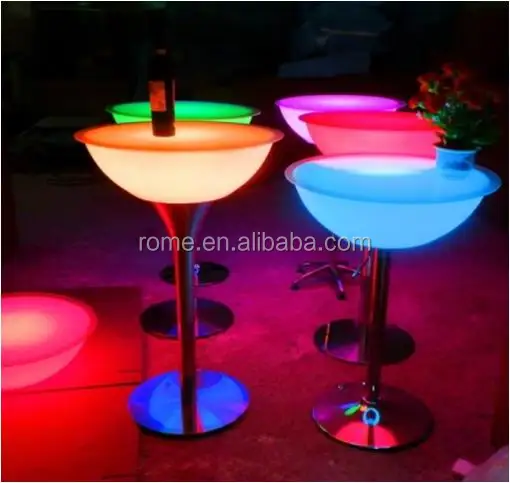 Modern Design Straight Set High bar Cocktail White PE Plastic Led Light bar Table