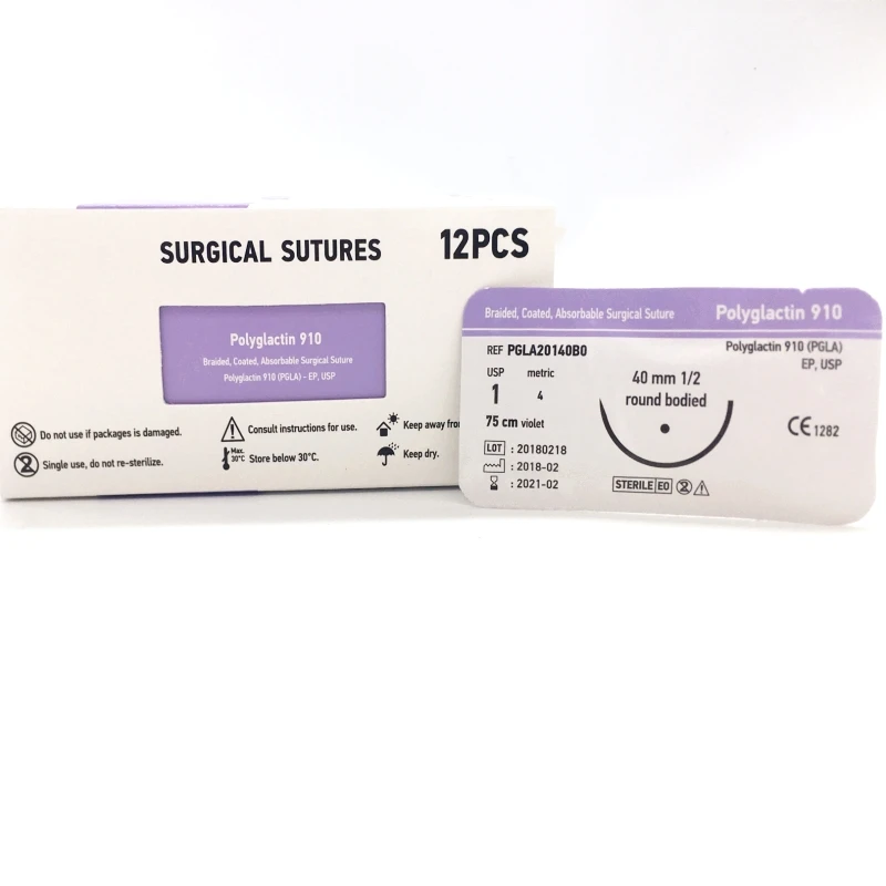 
China Supplier Medical Sterile POLYGLACTIN 910 Surgical Suture With Needle 