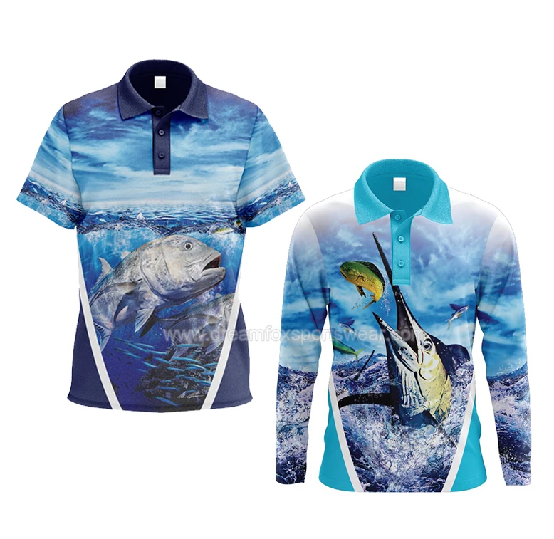 customized button fishing shirts sublimated fishing shirts uv protection quick dry polyester fishing shirts long sleeve
