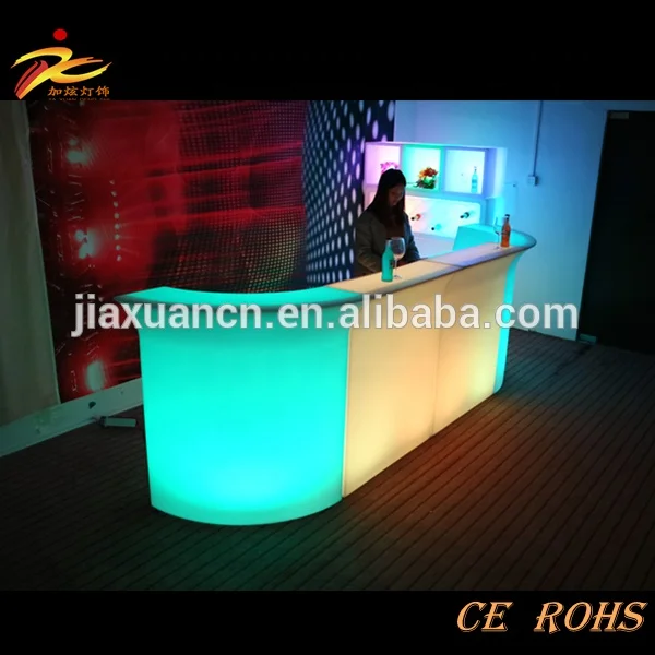 
glow lighted bar counter,long glass bar table,led bar furniture sets 
