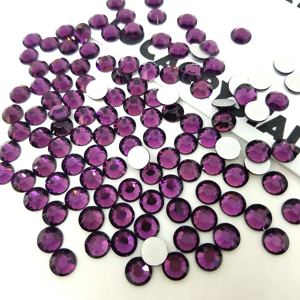 
LOCACRYSTAL Brand Amethyst Color crystal DMC Glass Flatback Rhinestones for Sale 