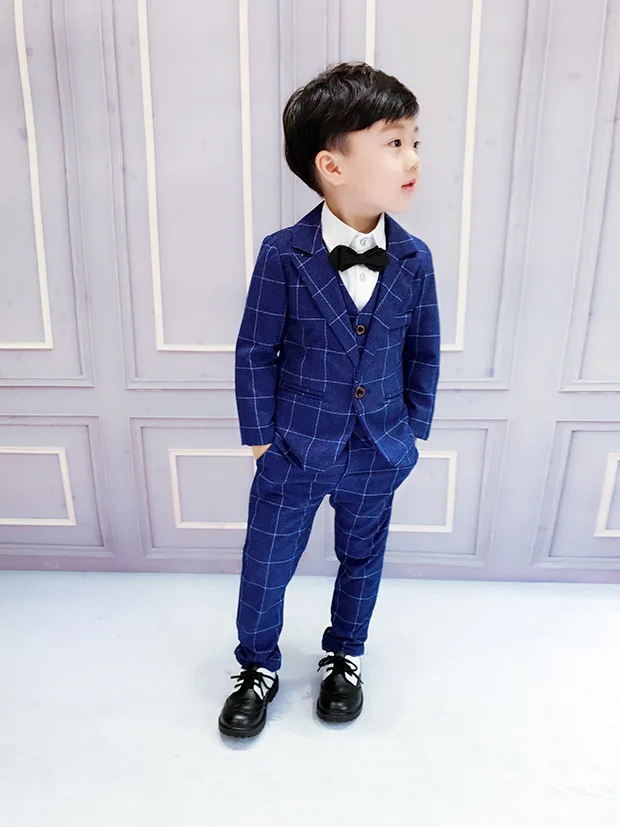 2019 Autumncool Kids Clothes Gentleman Fashion British Wind Boy Korean Version Suit Vest Three-piece  Baby Clothing