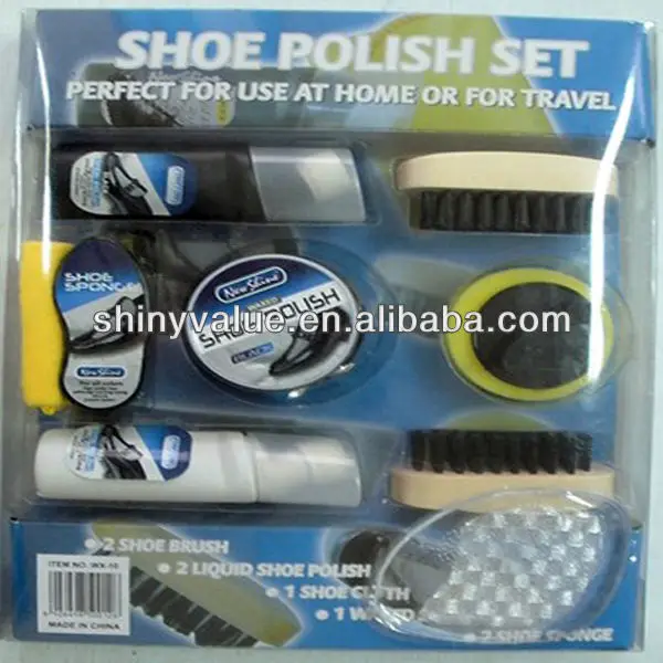 Perfect shoe polish cleaning set / shoe polish kit in poly bag