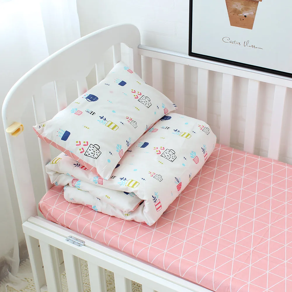 100% cotton high quality baby crib children bedding sets cartoon 3pcs bed sheet bed linen set baby crib bedding sets