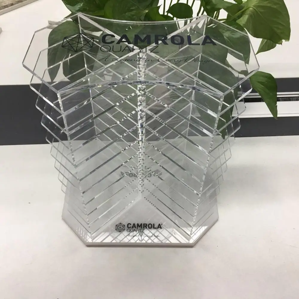 Desktop Clear Plexiglass Acrylic Stone Sample Display Tower