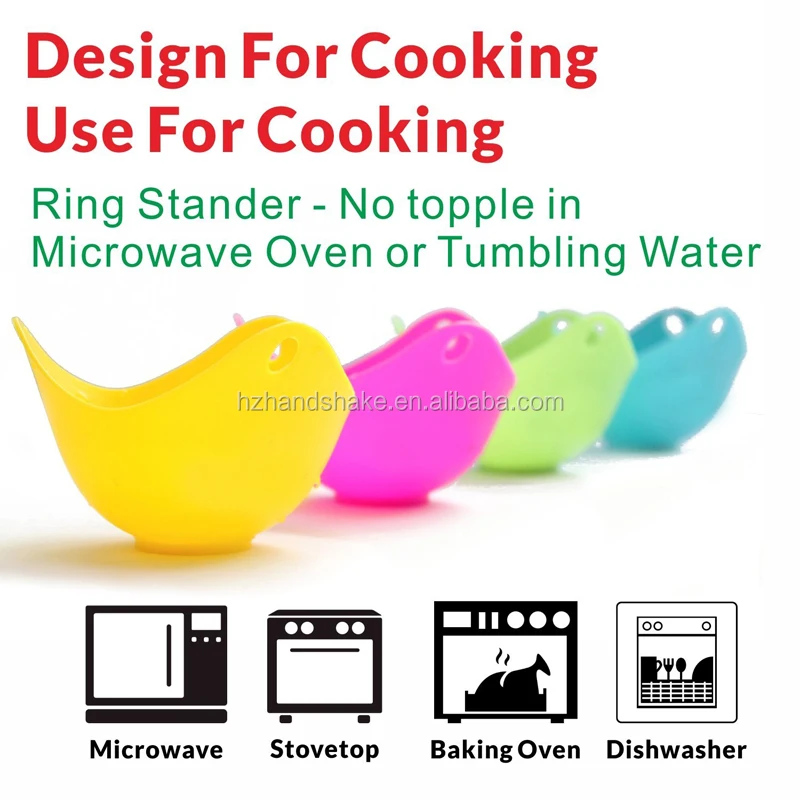 Egg Poacher Silicone  Cups with Ring Stander For Microwave or Stovetop Cooking