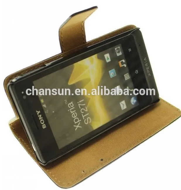 бумажник стенд flip кожаный чехол для sony st27i