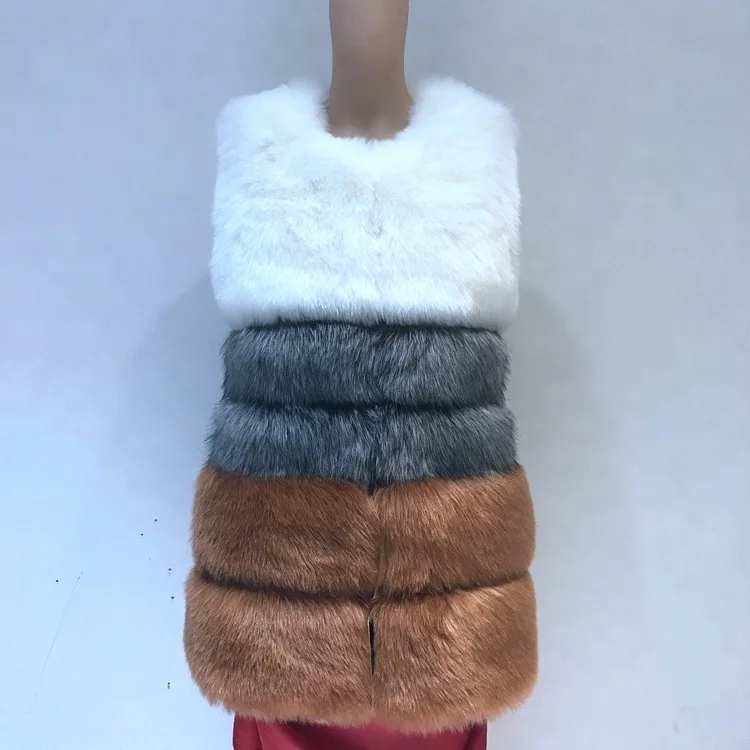 long type women mink knitted coast winter thick warm vest