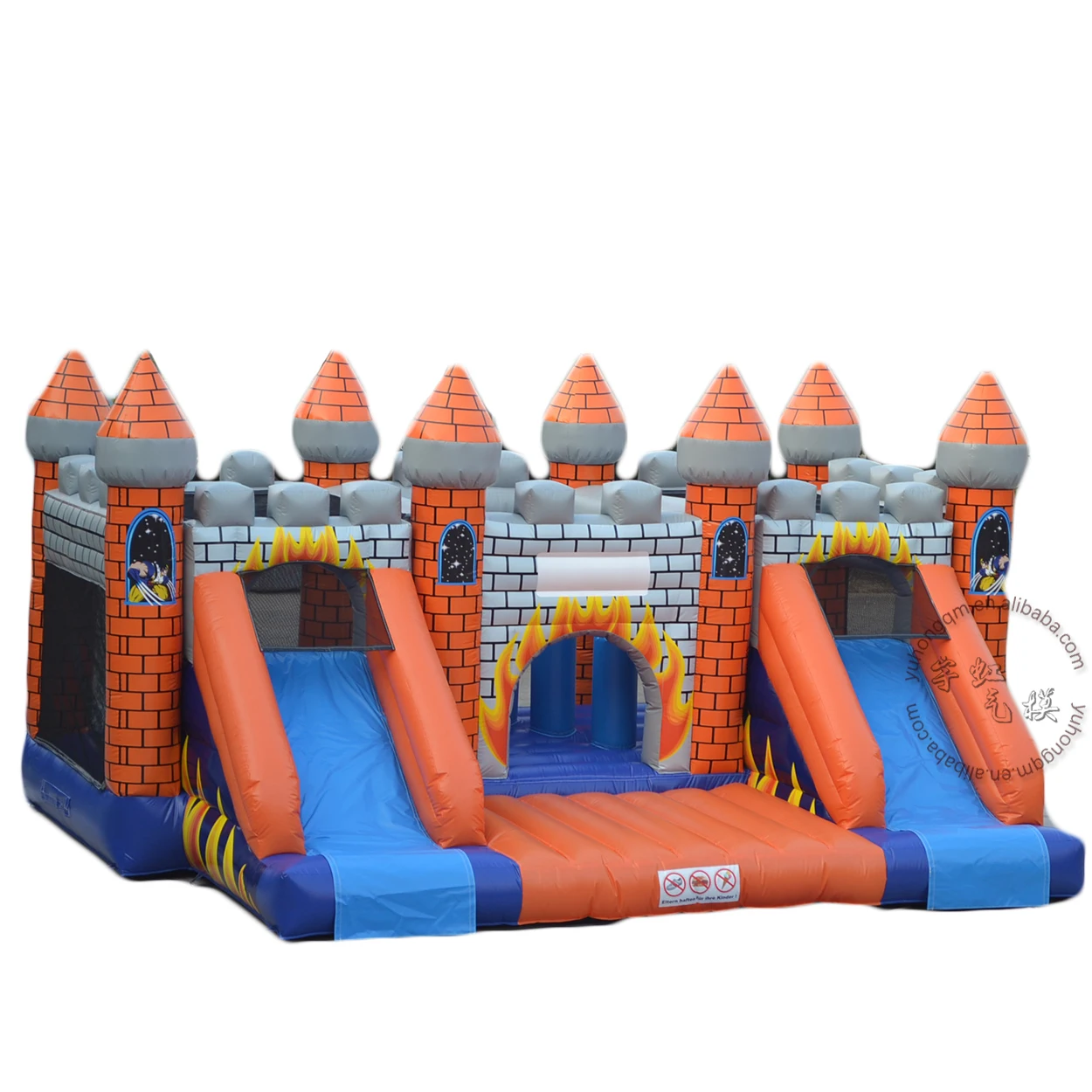 Popular orange inflatable bouncer slide fun city game,jumping castle inflatable for kids