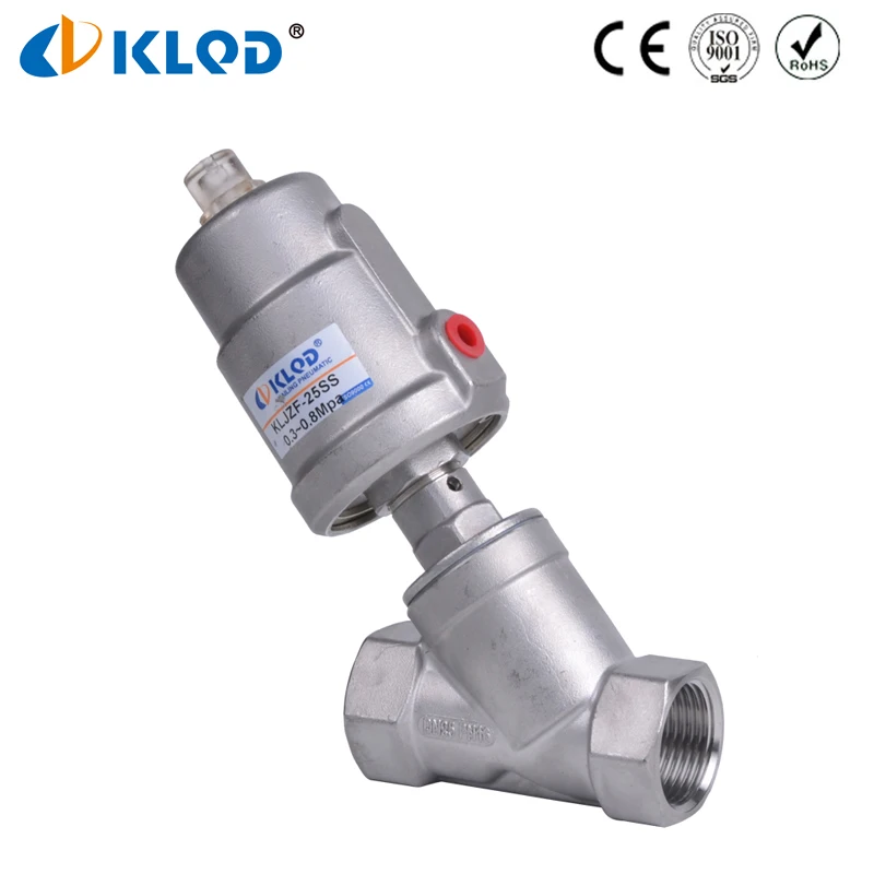 Stainless steel high temperature pneumatic steam thread corrosion resistant Y type angle seat valve for disinfection  pharmacy
