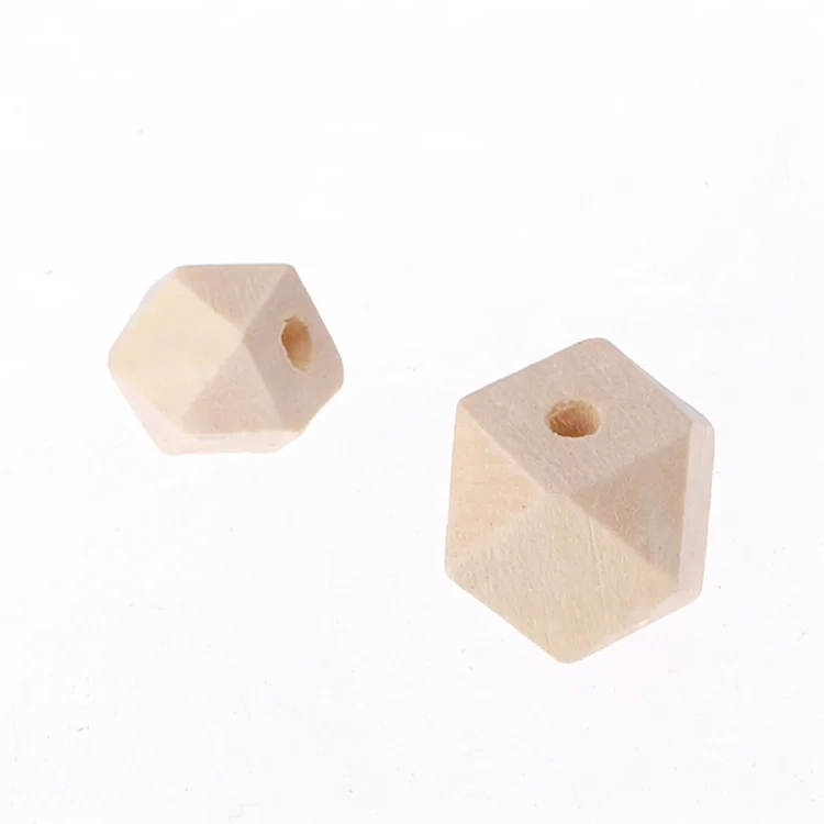 China factory wholesale wooden geometric beads natural unfinished craft wooden hexagon Beads for teething jewelry