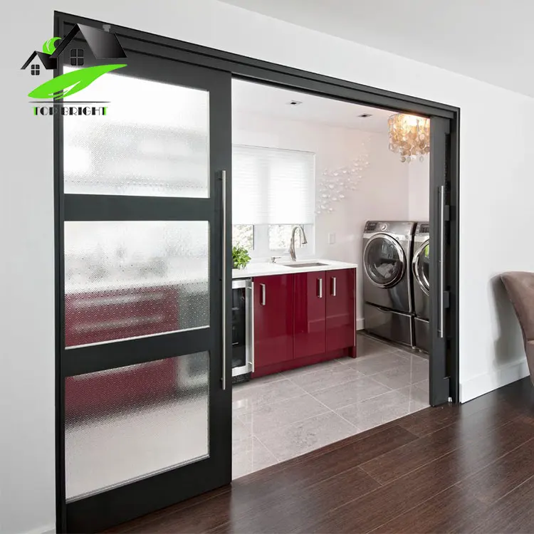 
2 Tracks Sound Insulation Aluminum Slide Glass Doors Exterior French Door for Study Room 