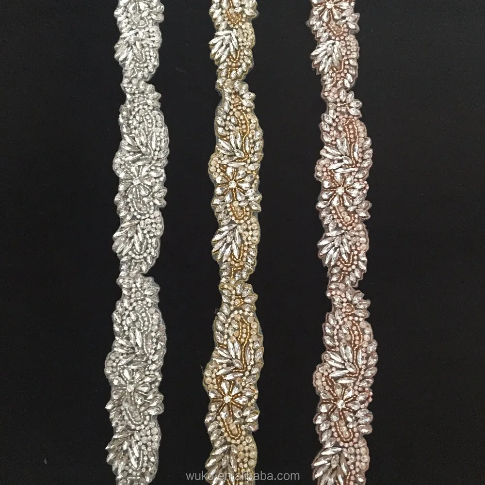 blush gold rose gold decorative crystal slim trims belt R-783