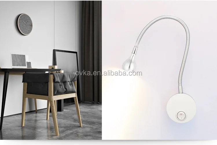 Cheap price bathroom mirror lamp with flexible hose mini led reading lamp for bedroom OEM gooseneck led headboard wall lamp