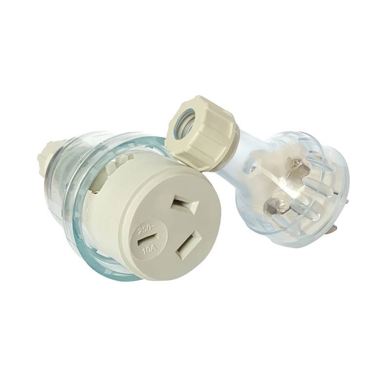 10A 250V Australia Standard Male Flexible 3 Pin Male Transparent Plug