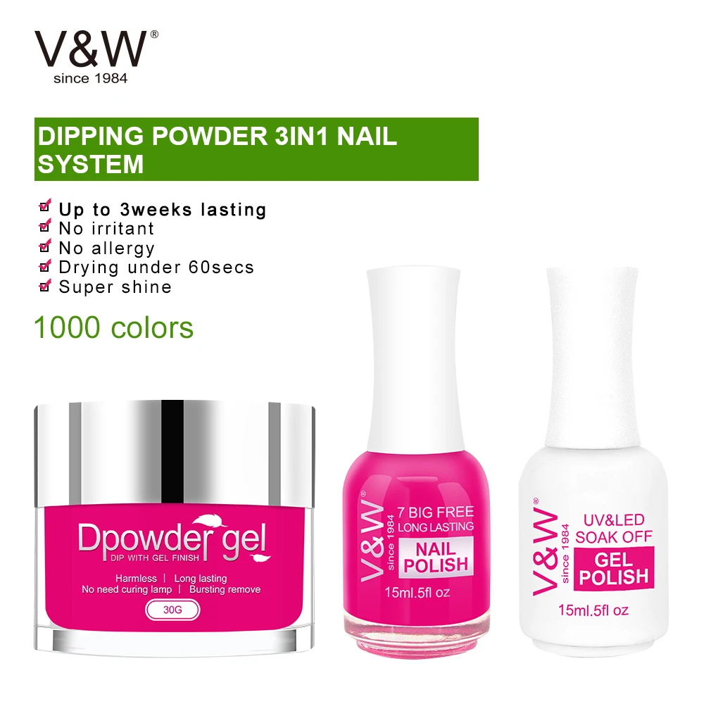 Factory OEM private label 3 in 1 Gel Polish match Acrylic Dip Powder and Nail Polish color set