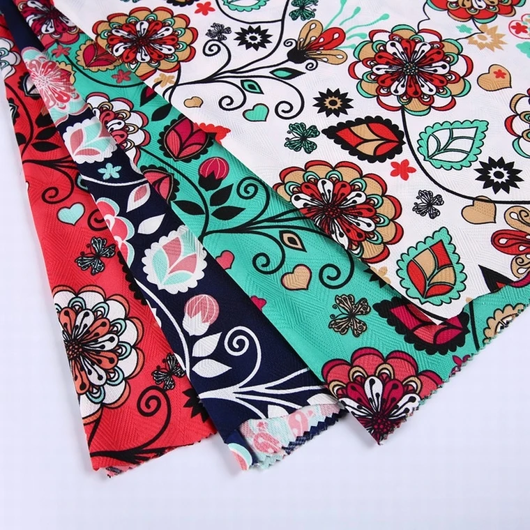 
High quality jacquard hawaii polyester spandex sunflower printed stretch fabric 
