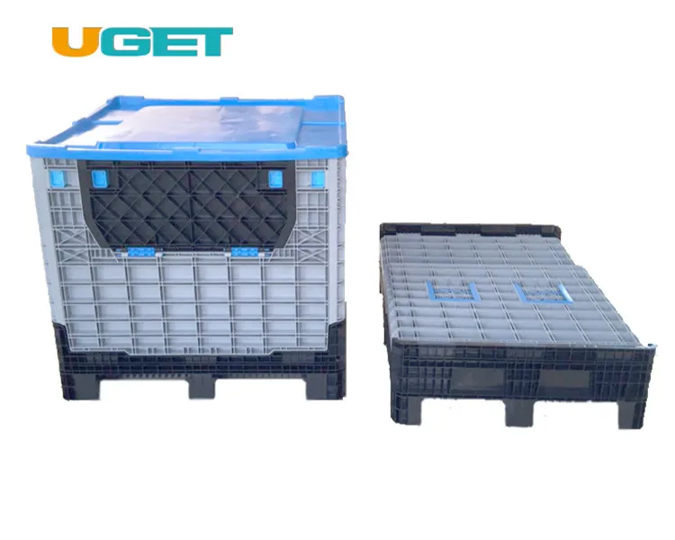 Large Folding Plastic Pallet Container Bin For Fruit And Vegetables Plastic Pallet Box With lid