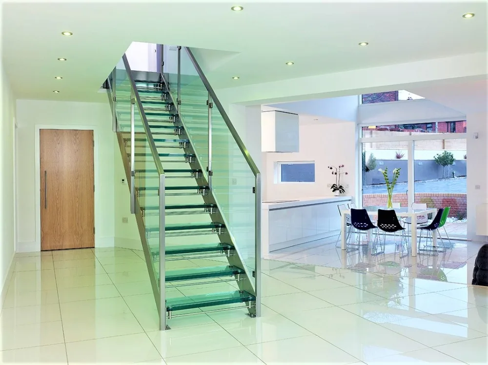 
Unique fashion designed tempered glass panel staircase 