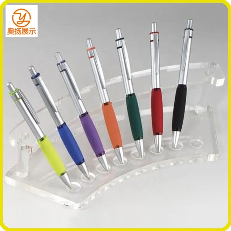 Custom fan shape clear acrylic pen holder display stand for stationery shop sale