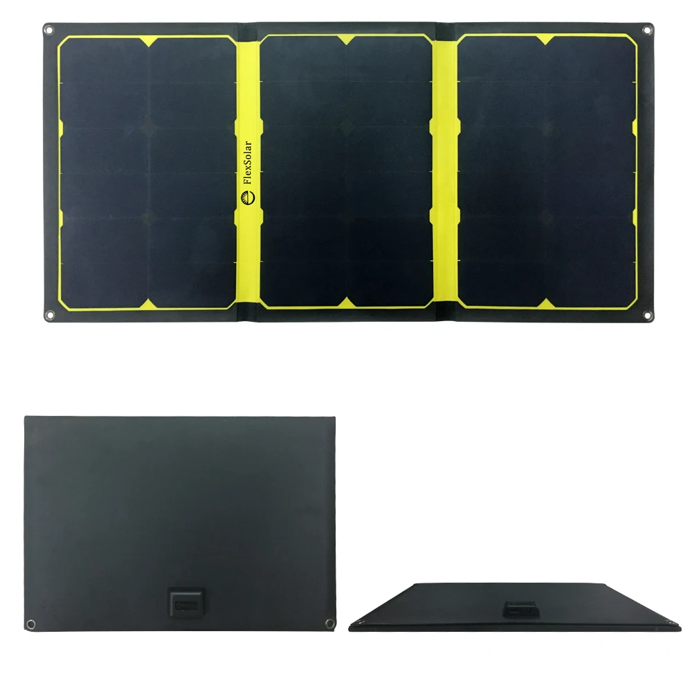 Flexsolar 57W Foldable Solar Charger with Solar Panel and 2Port USB for Cell Phone Tablet when Outdoor