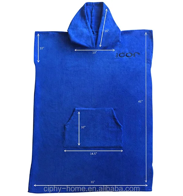 Cotton Surf Beach Hooded Poncho Changing Bath Robe Towel with Pocket with embroidery LOGO