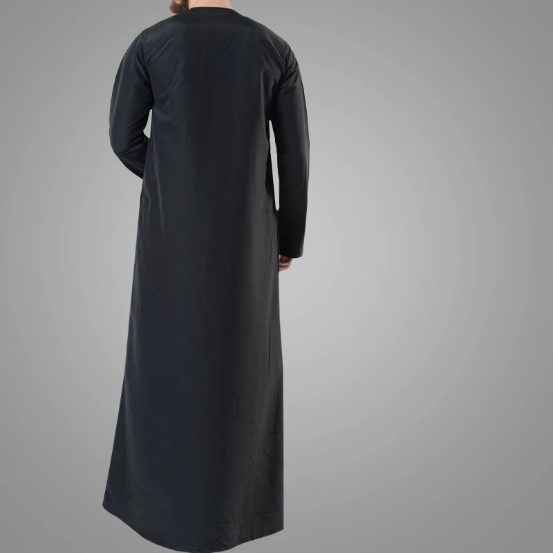 
Hot Sell Cotton Men Thobe Turkey Islamic Clothing Baju Kaftan Hand Embroidery Muslim Men Abaya Dolman Jilbab Black Arabic Jubba 