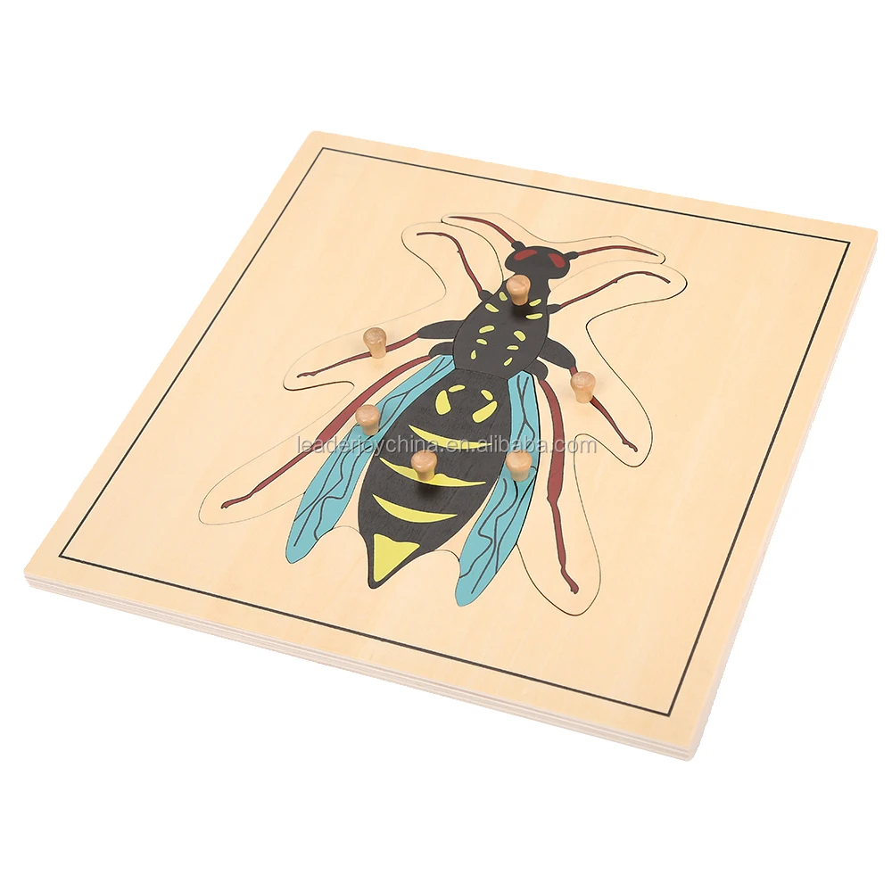 2020 high quality  educational material for montessori wooden wasp puzzle toys