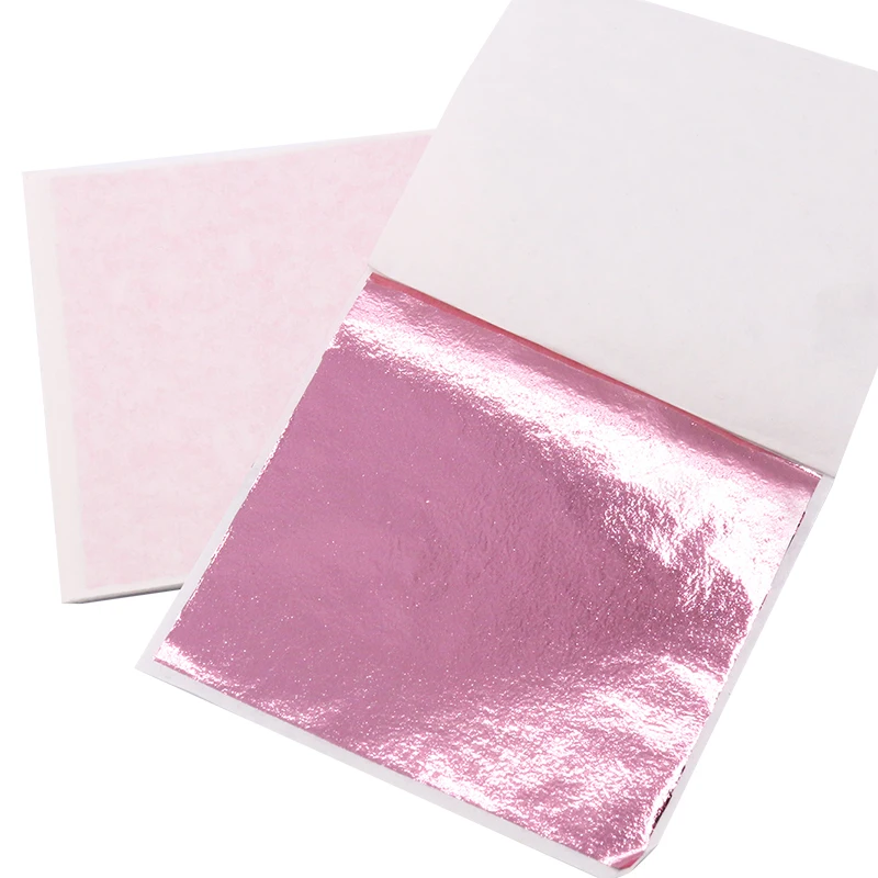 Amazon Top Sales 8x8.5 cm Colorful Taiwan Rose Red Leaf Foil Paper Sheet Gilding Alloy Crafts Color Coated Sheets