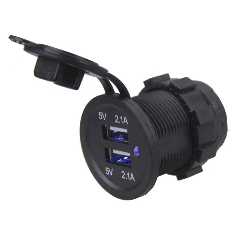 Waterproof 12v to 24v dual panel mounting usb sockets with indicator