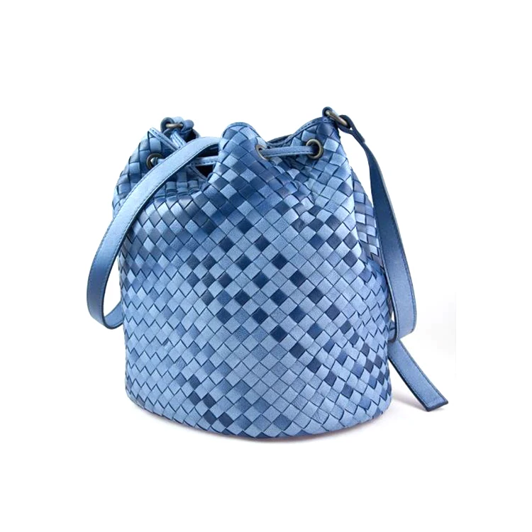 New hand-woven sheepskin bag fashion leather bucket bag one shoulder cross body bag for women